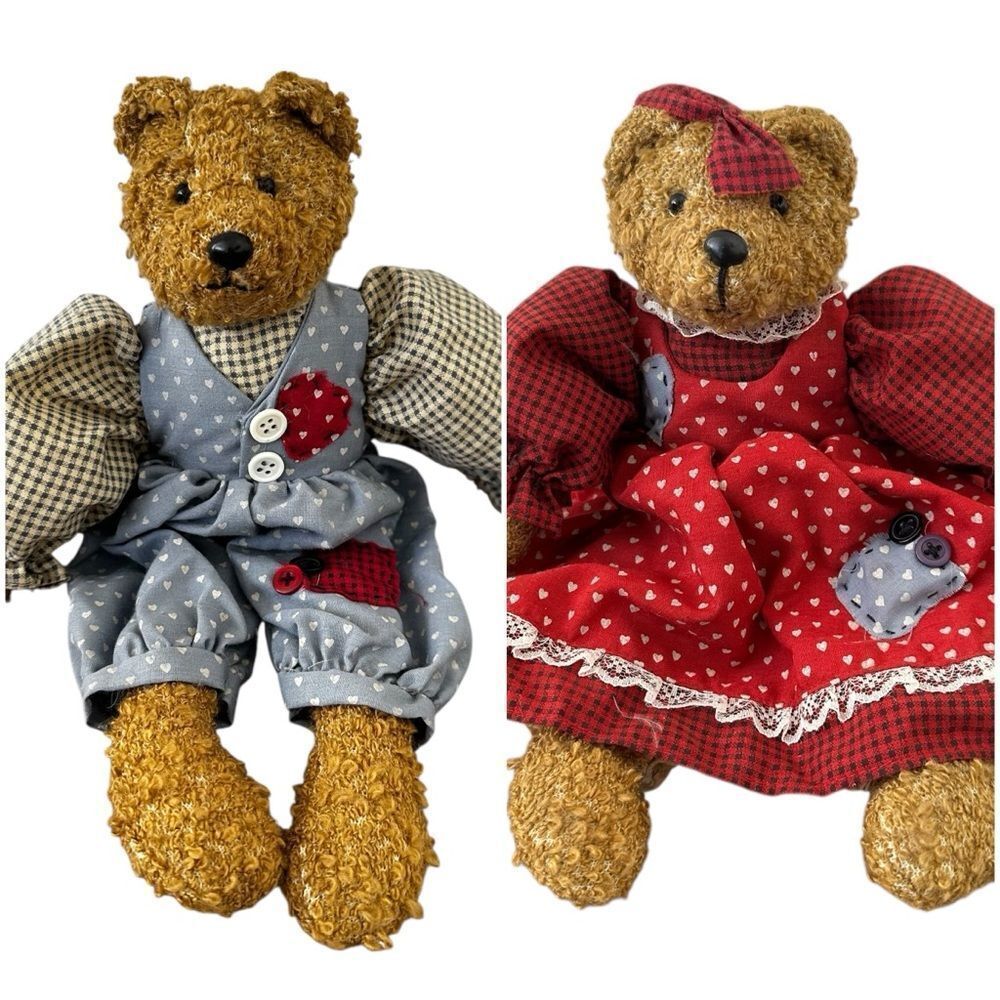 1998 Vintage Teddy Bear Couple Decorative Plush ABC Distributing Valentines